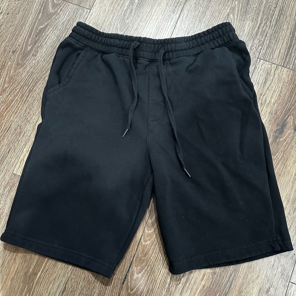 Black Athletic Shorts with Elastic Waistband and Drawstring
